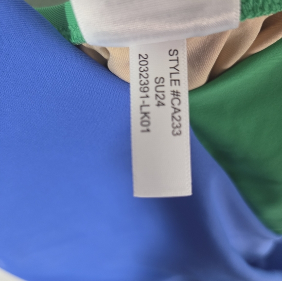 J. Crew One Piece Colorblock Swimsuit Green Blue V Neck Size Medium - Picture 6 of 10